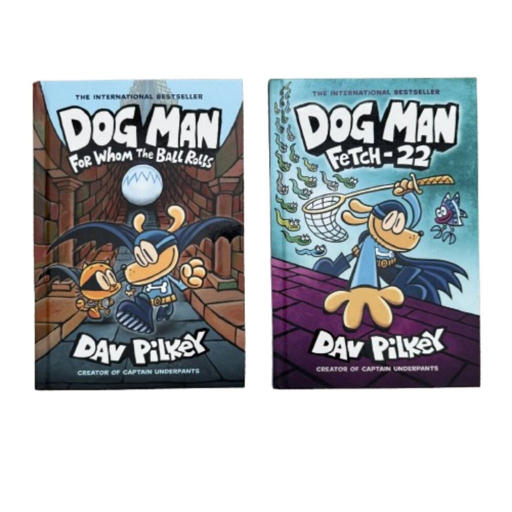 Set of 2 Dog Man Books by Dav Pilkey